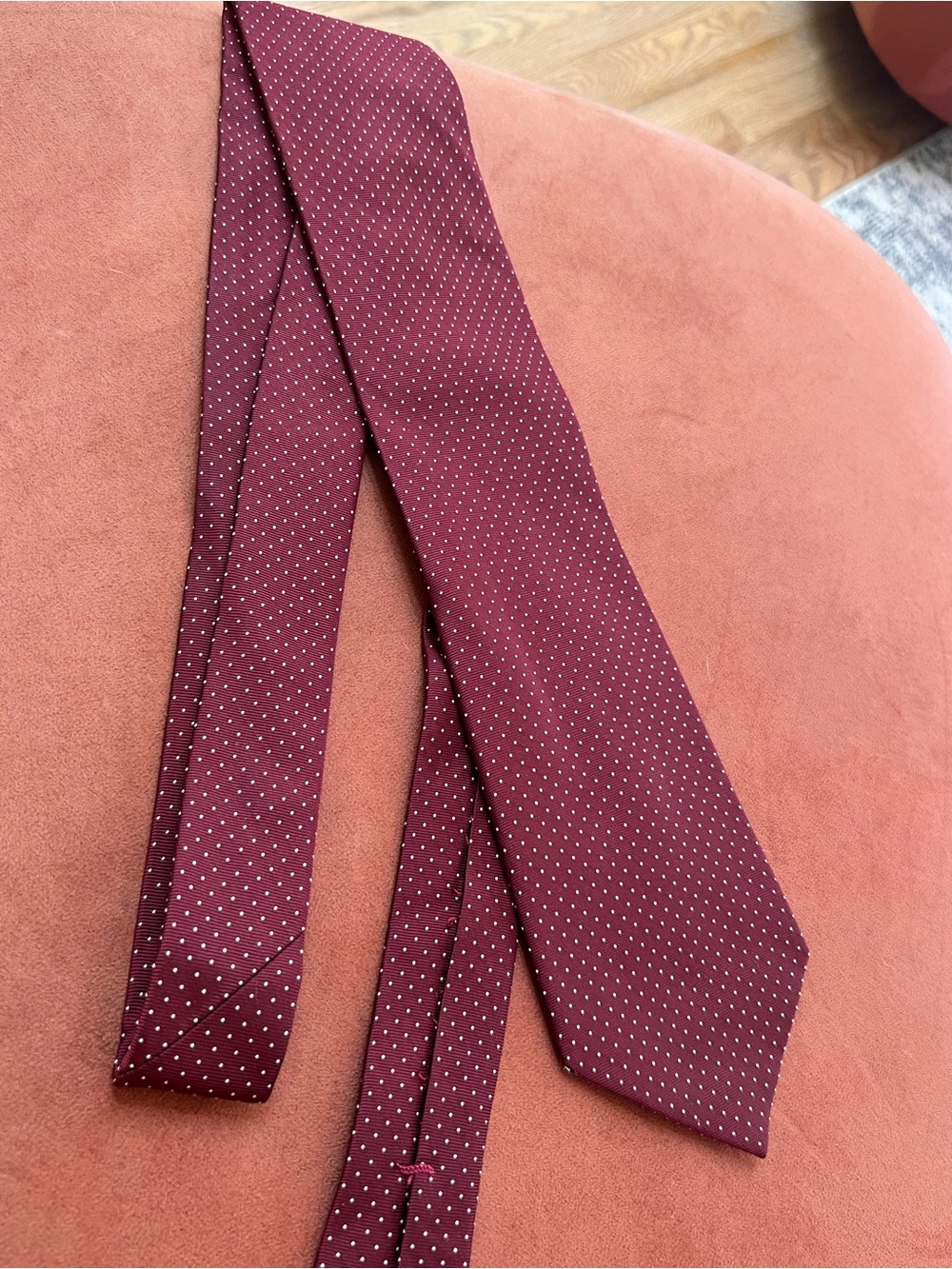 Jos. A. Bank Burgundy Tie with White Microdots